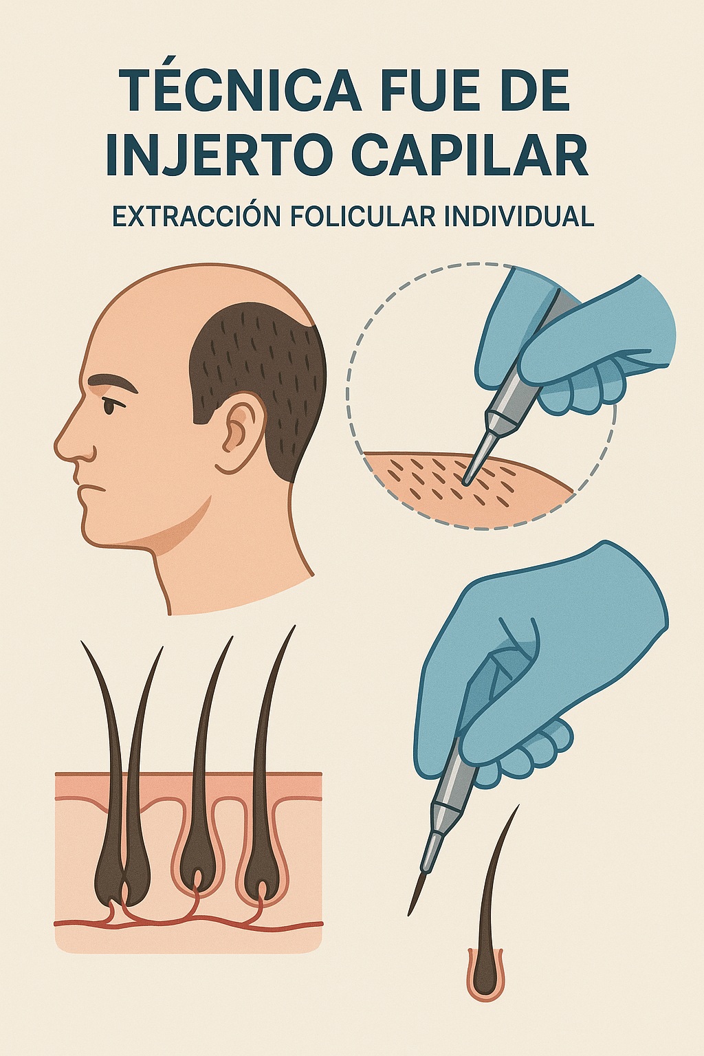 Técnica FUE de injerto capilar - Extracción folicular individual